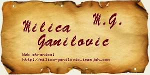 Milica Ganilović vizit kartica